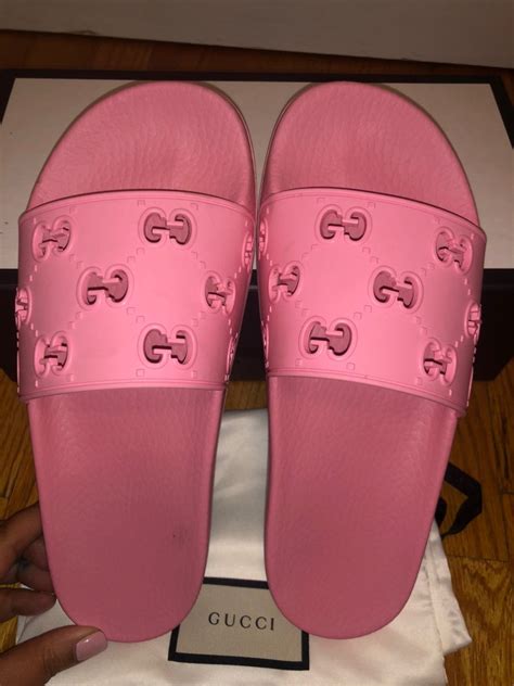 men's pink gucci slides|Gucci slides women fit.